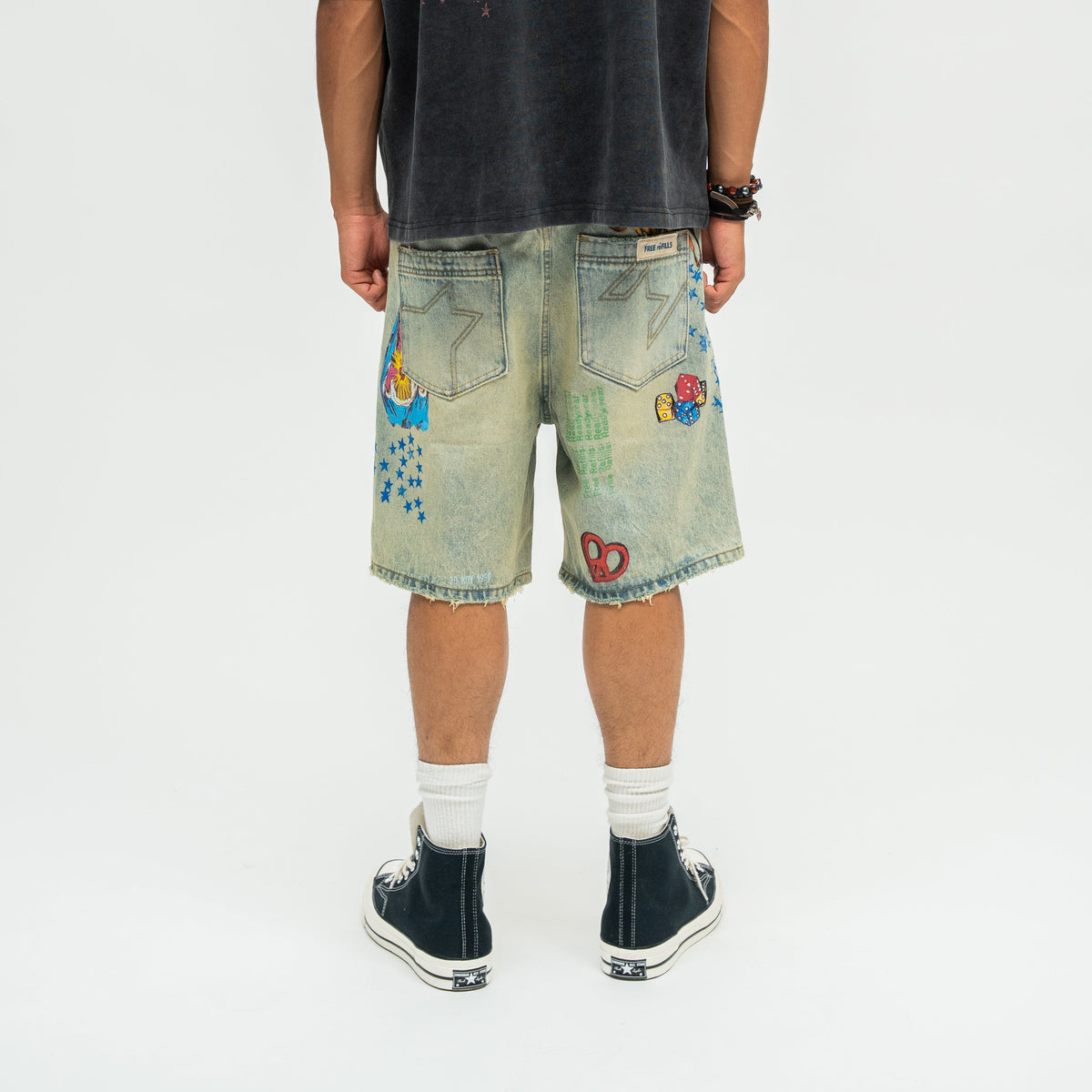 Collage Denim Jorts - Blue
